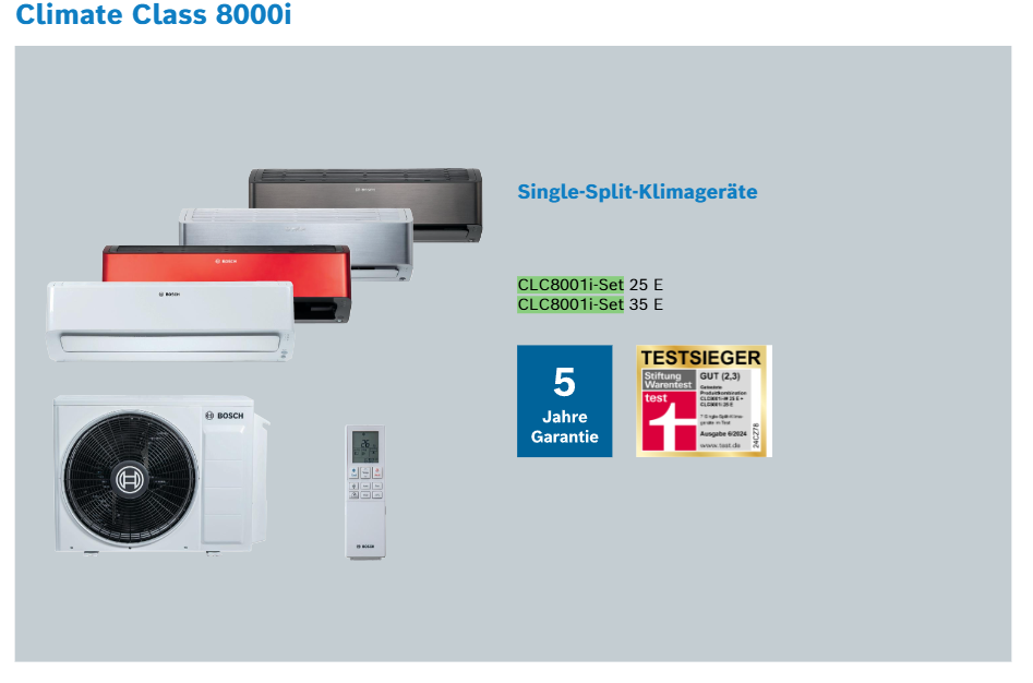 Bosch Klimaanlage Climate Class 8000i